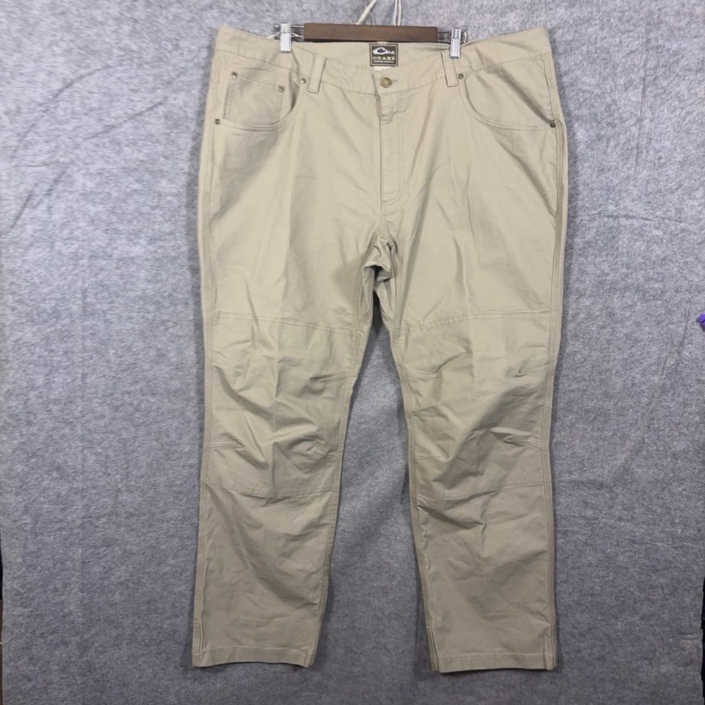 Drake Waterfowl Canvas Pants Mens 44x32 Khaki Tan Stretch Hunting Outdoor NWT